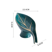 Leaf-Shaped Ceramic Soap Cup - Green - black Ceramic green Hand Wash white
