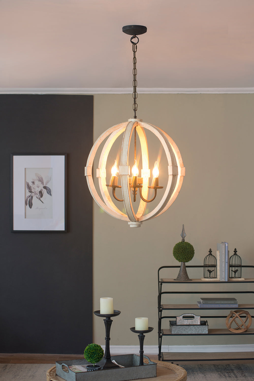 Operce 6-Light Farmhouse Chandelier | Distressed White - Default - chandeliers