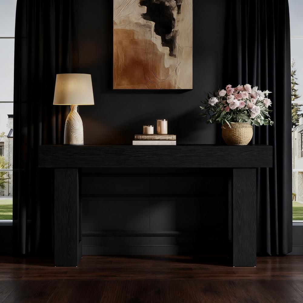 Amponta Wooden Console Table | Black - Default - black cabinet