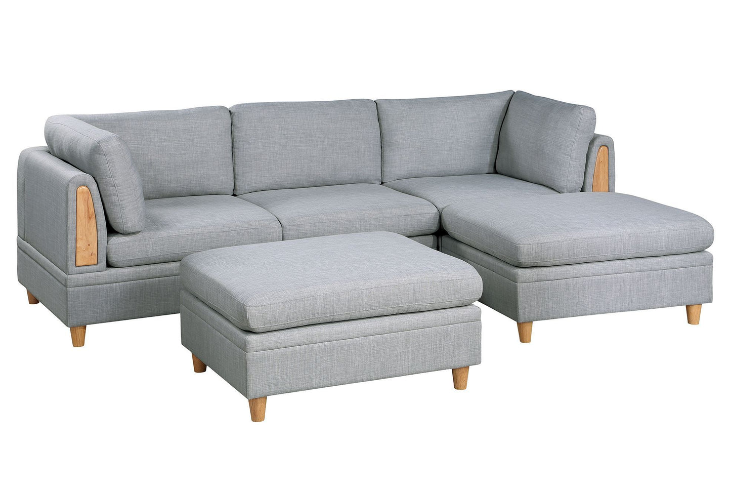 Svaalua 5pc Modular Sofa Set | Light Grey - - grey l-shape sofa