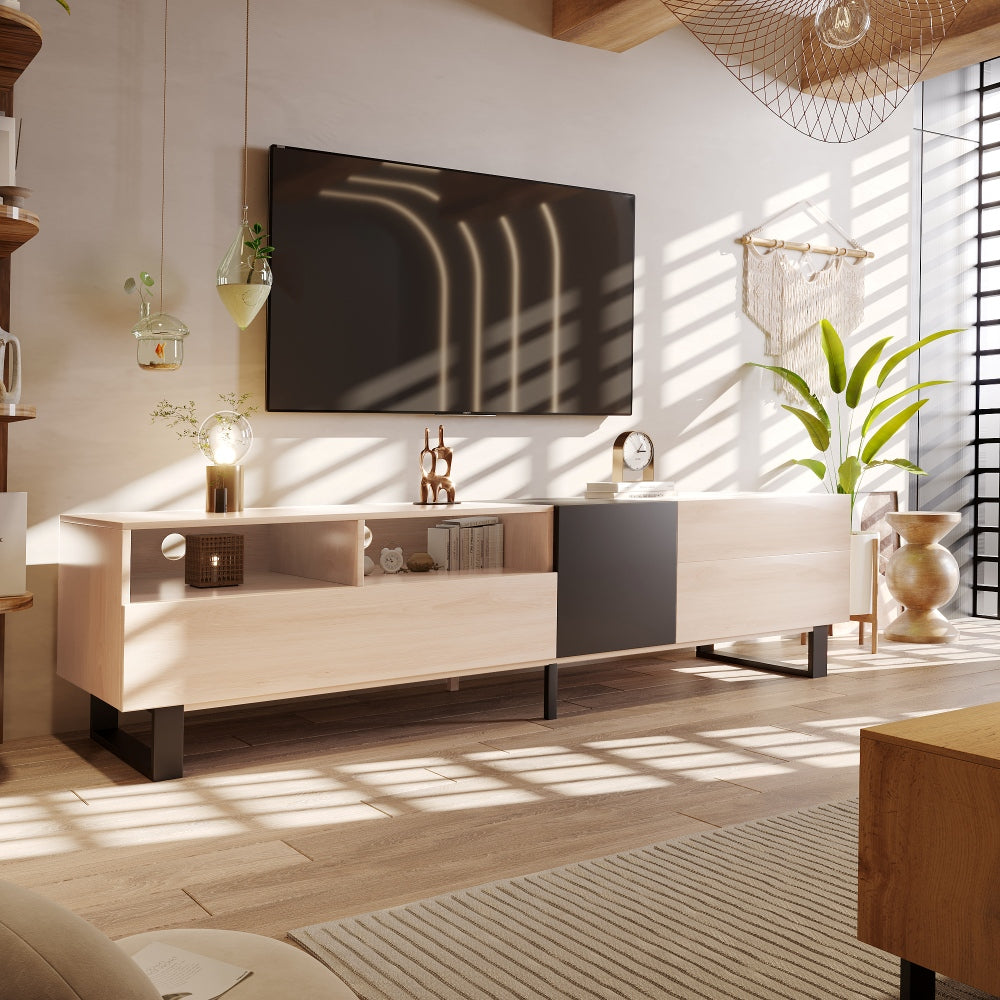 Vanrion Elegant TV Stand | Up To 80'' TV | Light Oak - Default - tv console