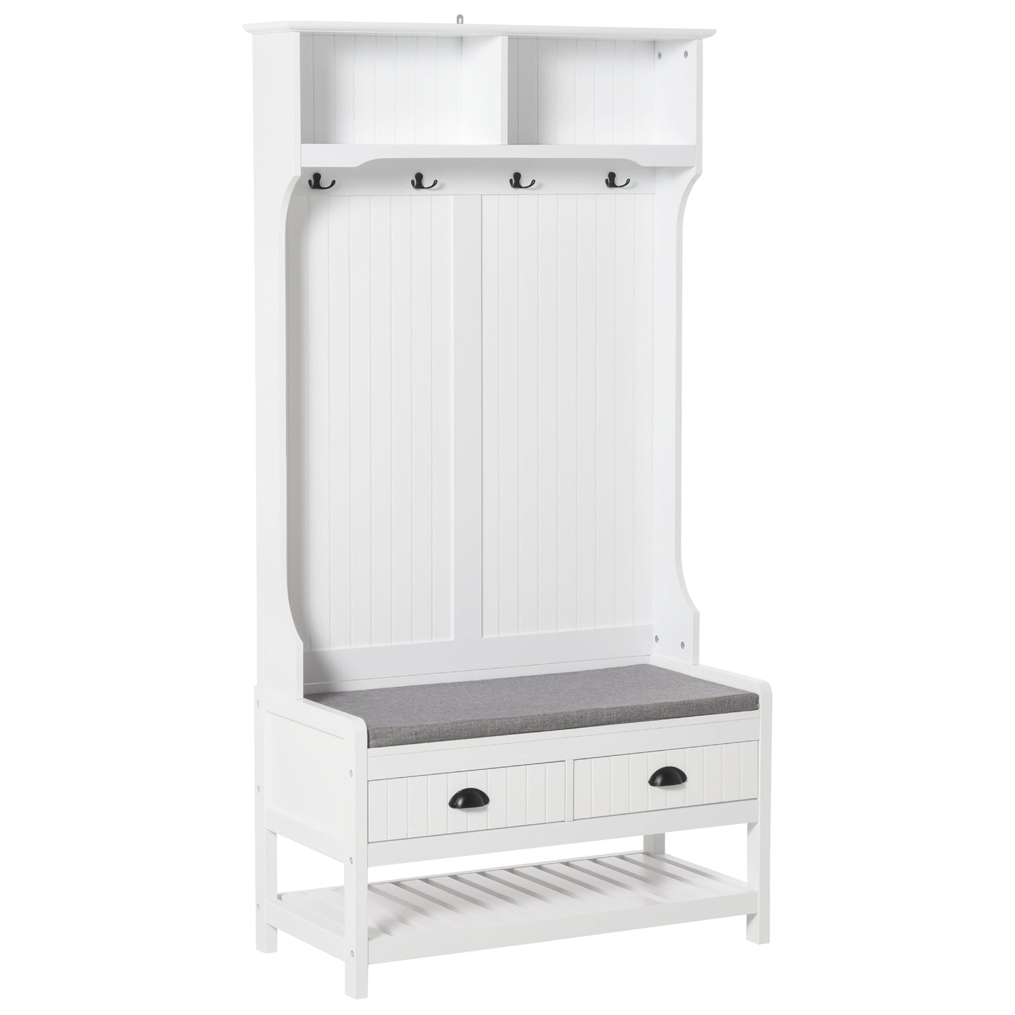 Lecus 3-in-1 Coat Rack | White - - coat rack white wood