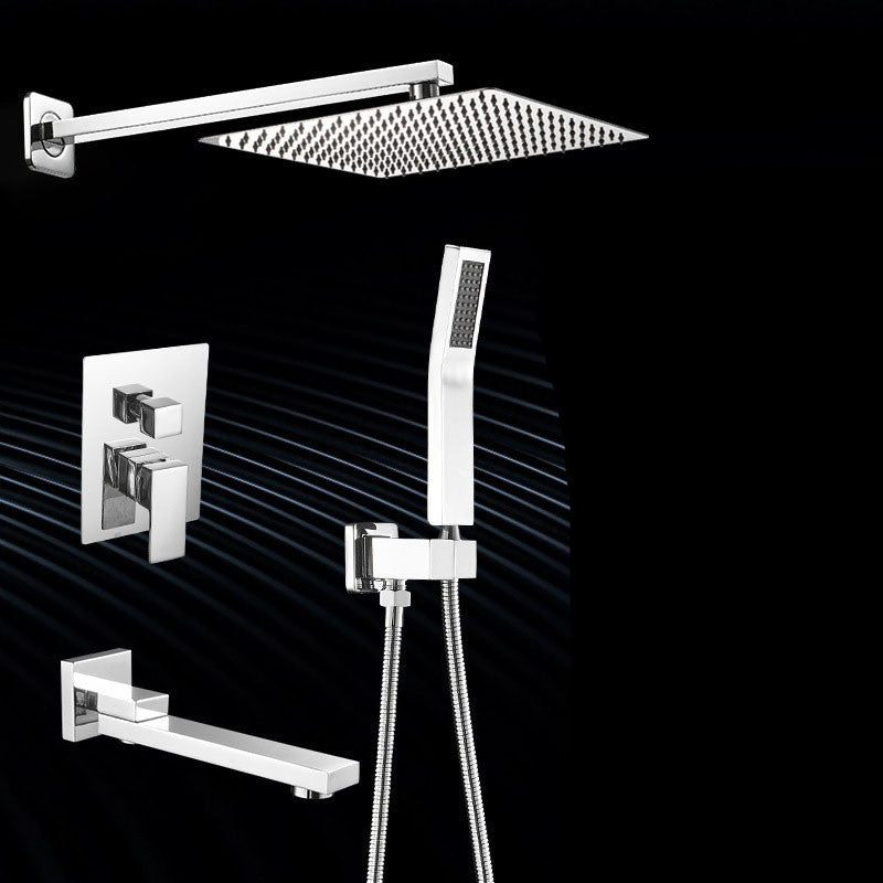 Saji Shower Faucet Set - Electroplating Green Box 3 Function Set 10 inch Top Spray - black shower set silver
