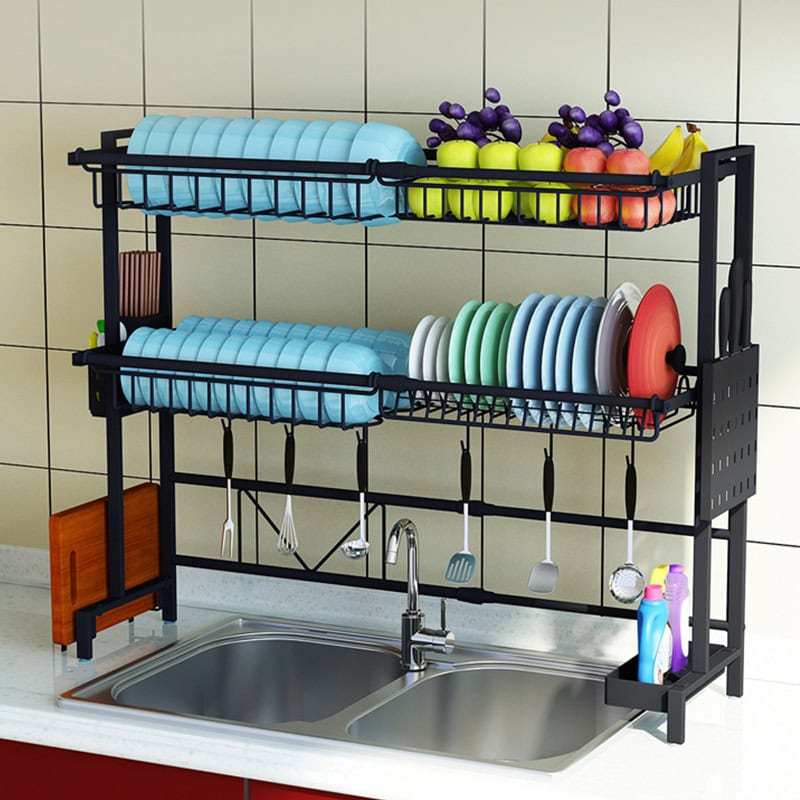 Retractable Sink Drain Rack - - black Drainer Rack Sink Stainless Steel