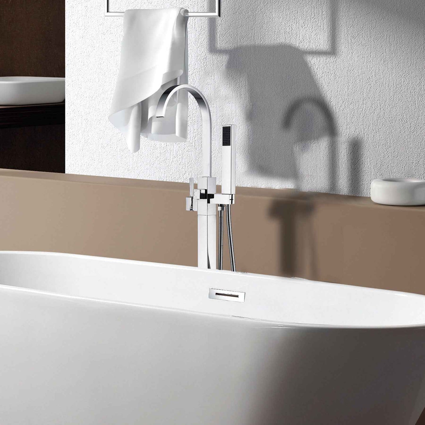 Grofim Freestanding Bathtub Faucet | Silver - Default - floor mount fillers