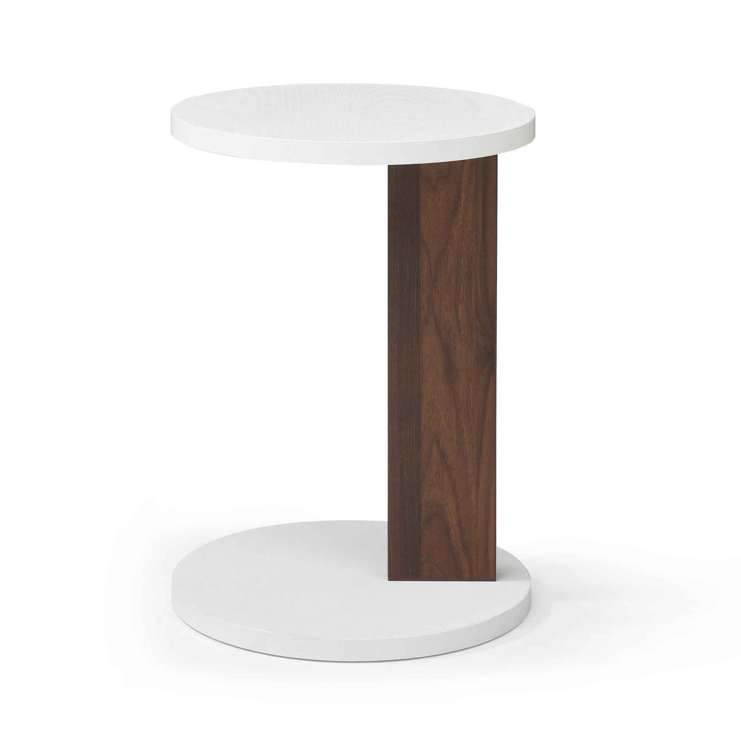 Dellob C-Shaped End Table | White & Walnut - Default - tables