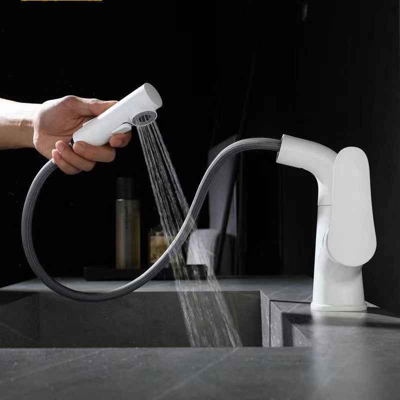 Ninflow Pull-Out Bathroom Faucet - - black charcoal grey grey gun grey pull-out white