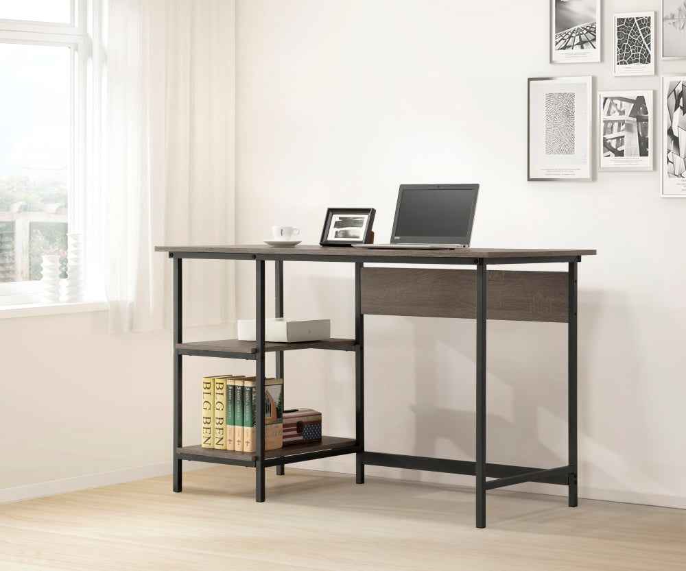 Bylner Office Desk | Weathered Gray - - black desk grey oak office
