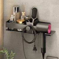 Luxurious Hair Dryer Rack - Storage Rack Gun Grey - black grey Rack Shelf