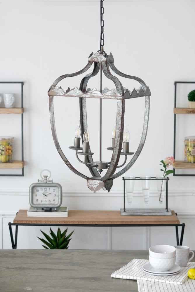 Dohten 4-Light Industrial Metal Chandelier | Grey - Default - chandeliers