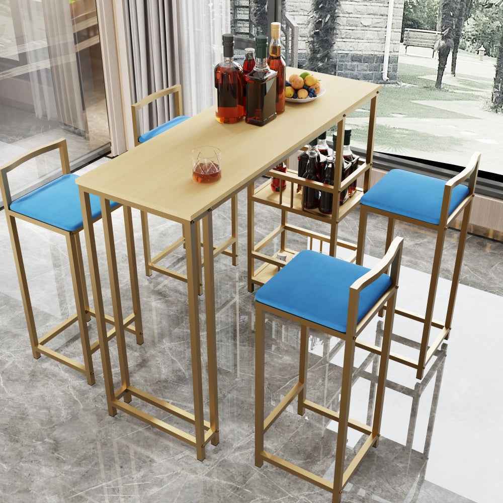 Carbum Elegant Bar Table Set | Gold & Blue - Default - bar table set