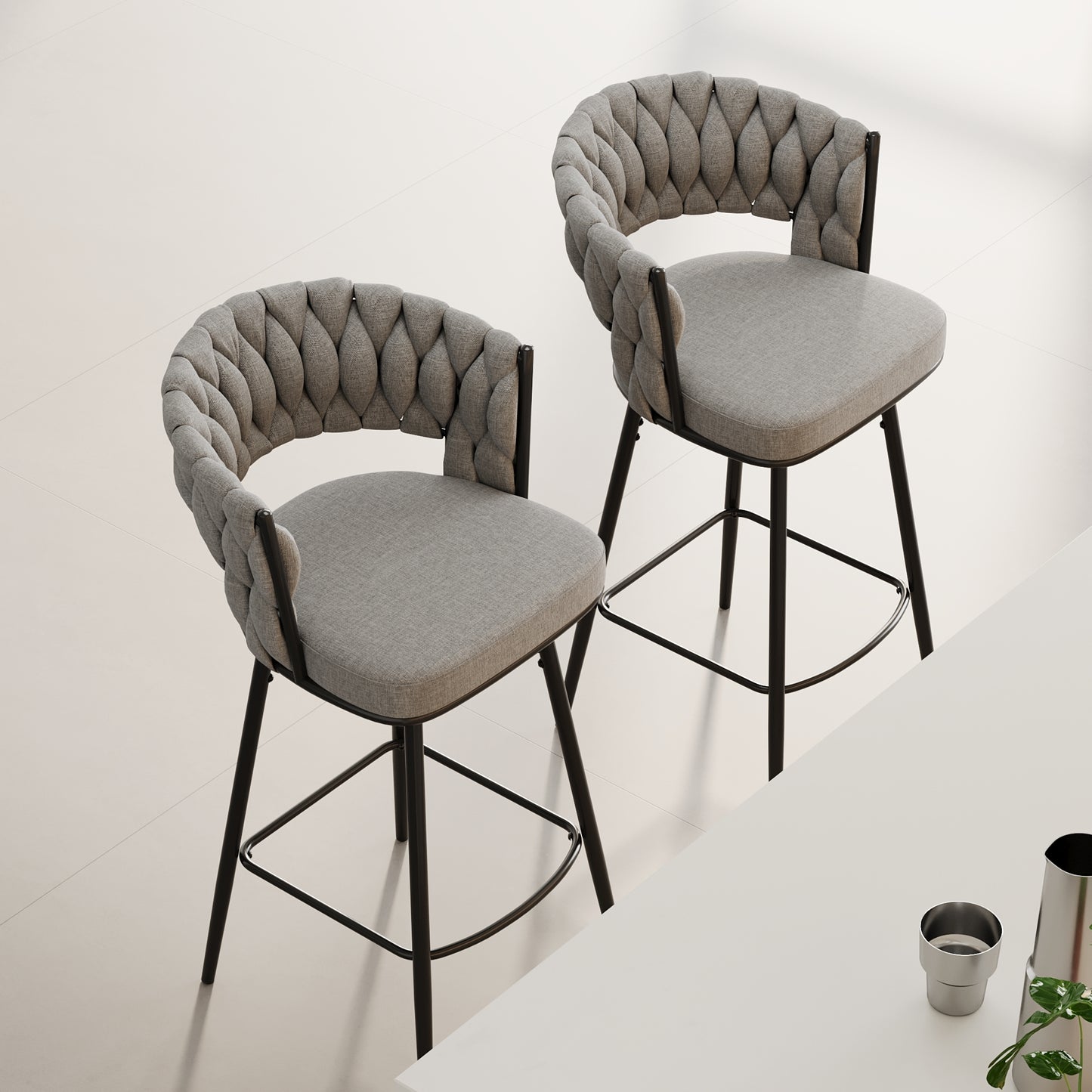 Mived Swivel Bar Chairs | Set of 2 | Gray - Default - bar stools