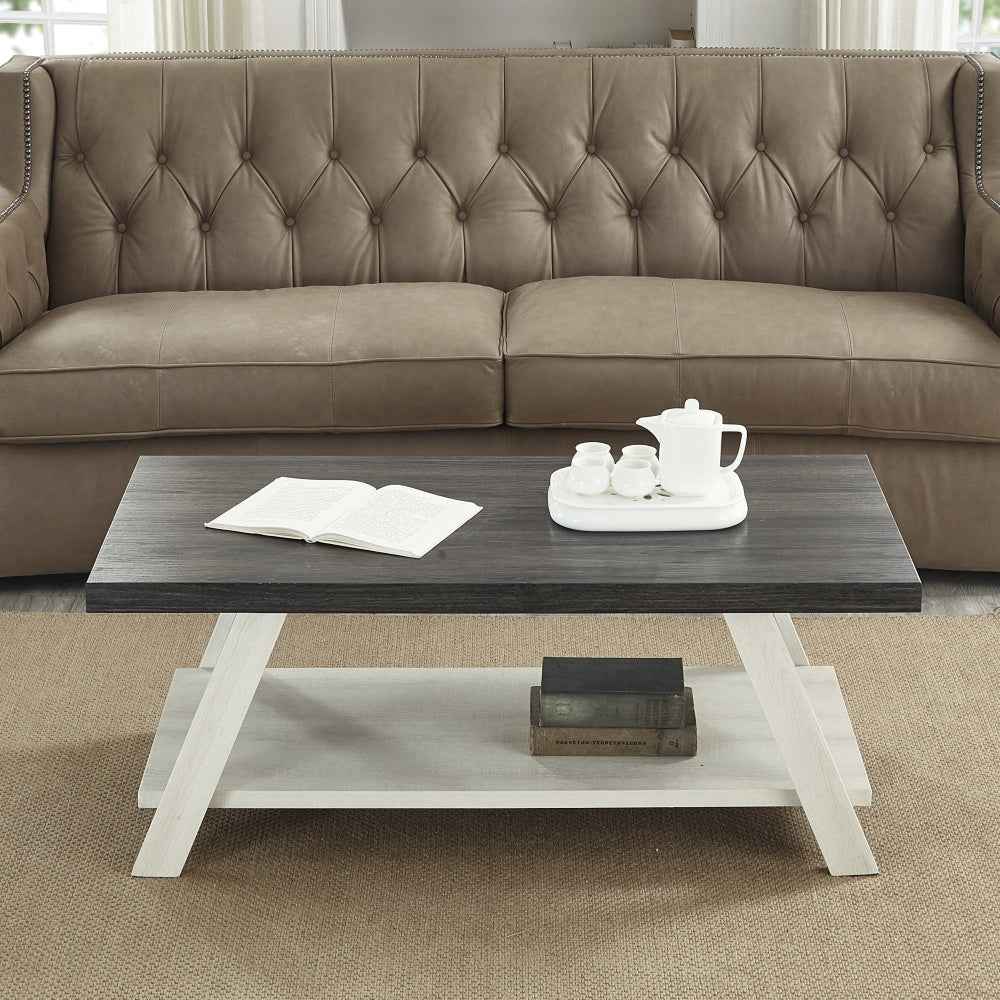 Athens Modern Coffee Table | Weathered Charcoal & Beige - Default - tables Wood