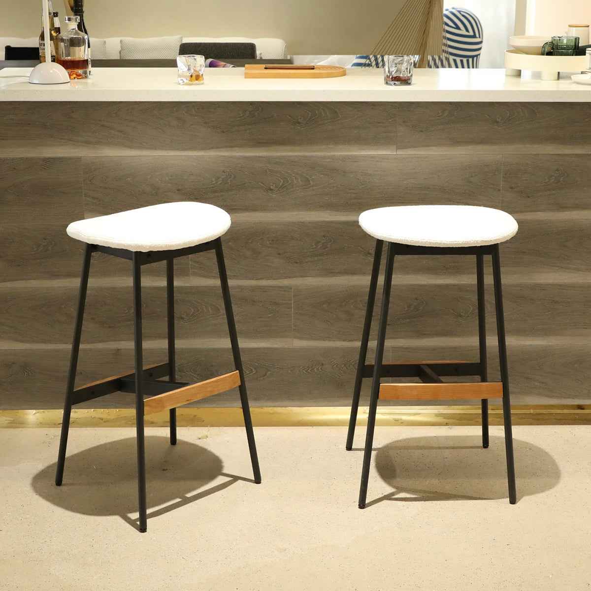 Thola Stylish Bar Stools | Set of 2 | White - Default - bar stools