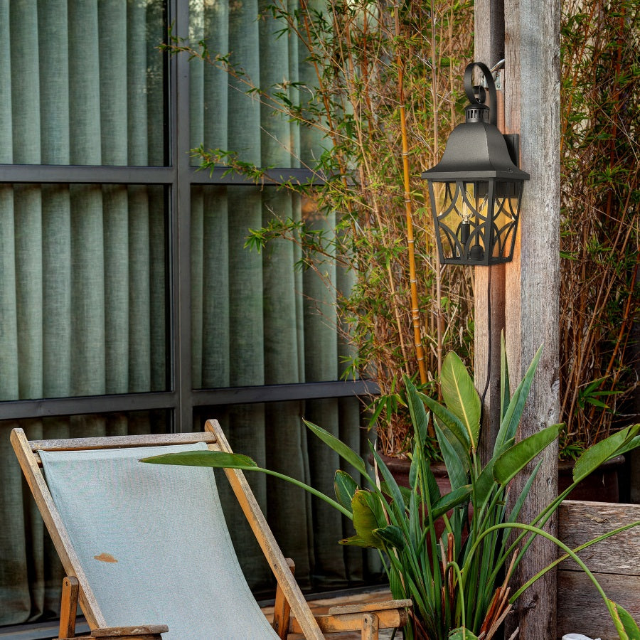 Simitus Outdoor Wall Light Fixture | Black - Default - garden