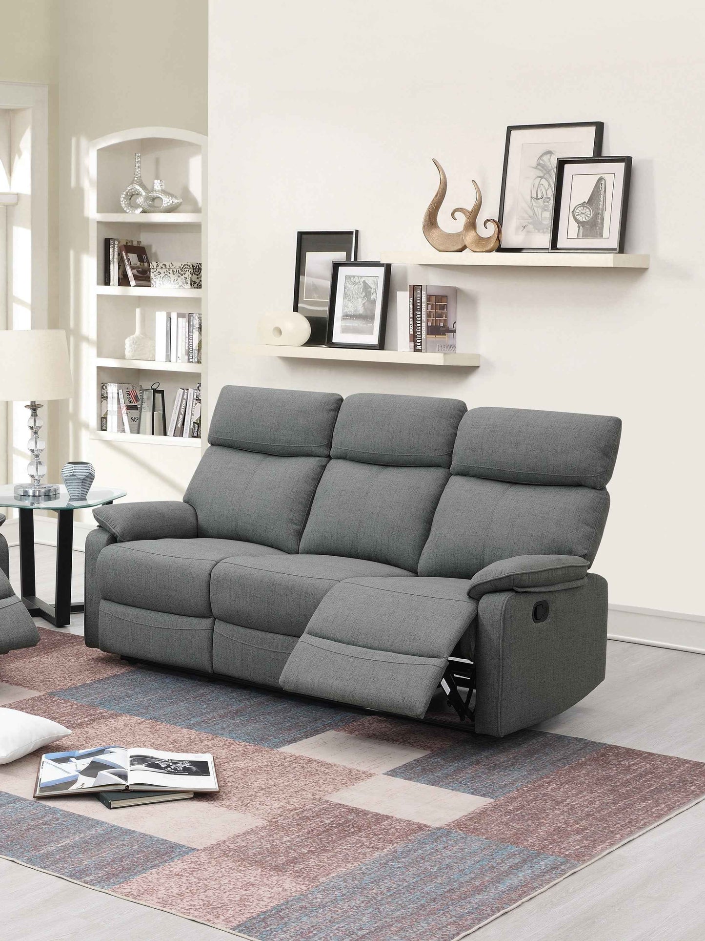 Coffers Recliner Motion Sofa | Gray - - sofa