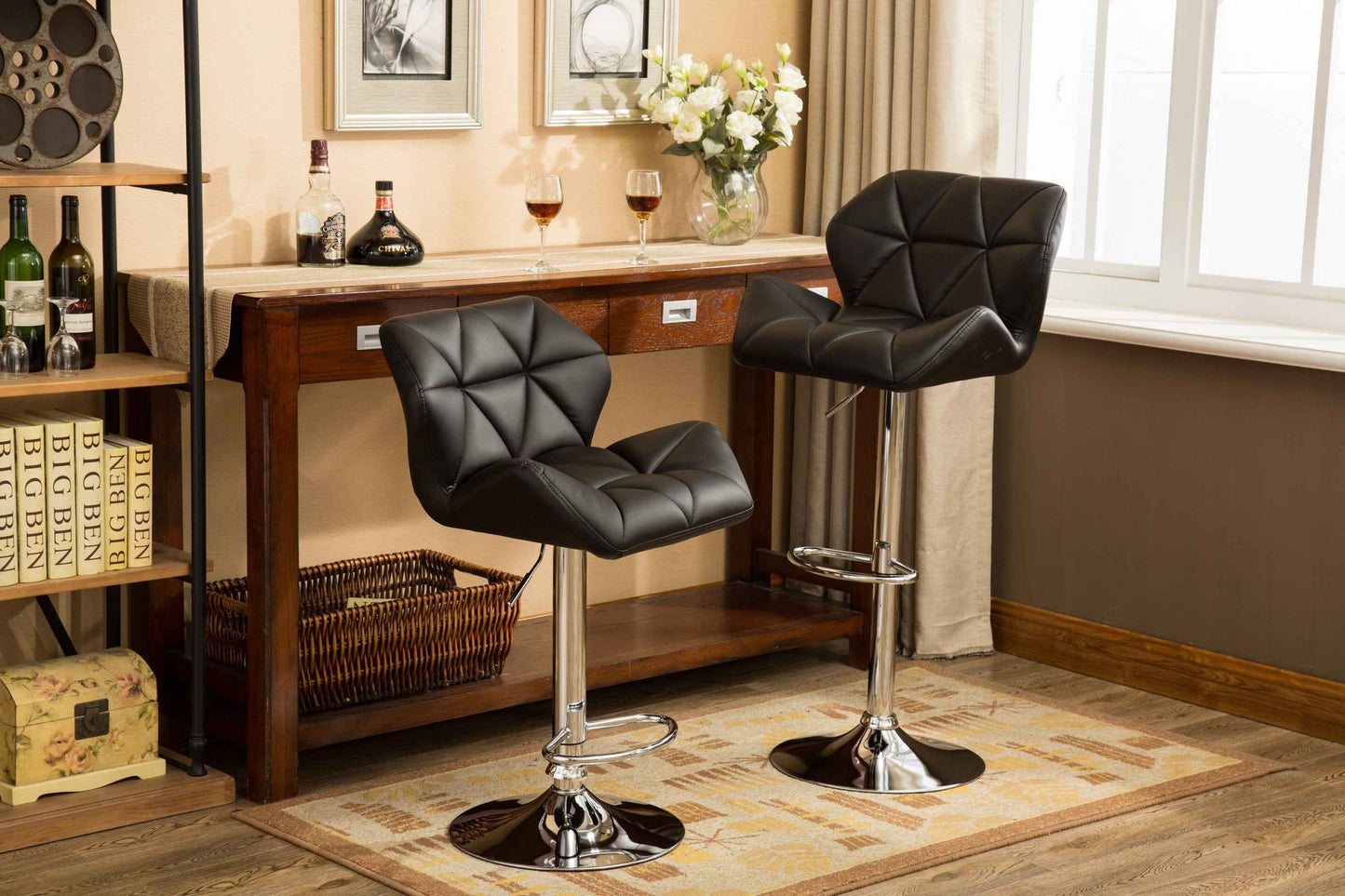 Hosal Tufted Bar Stools | Set of 2 | Black - Default - bar stools