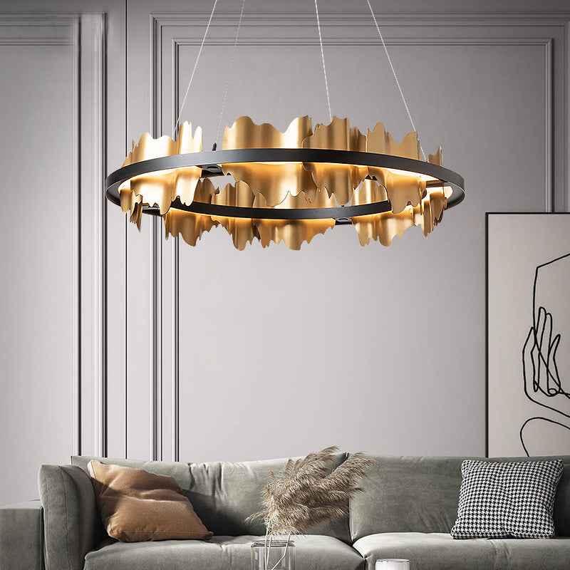 Dewdro Chandelier Light Fixture - Gold 80X18 cm - black Chandelier gold