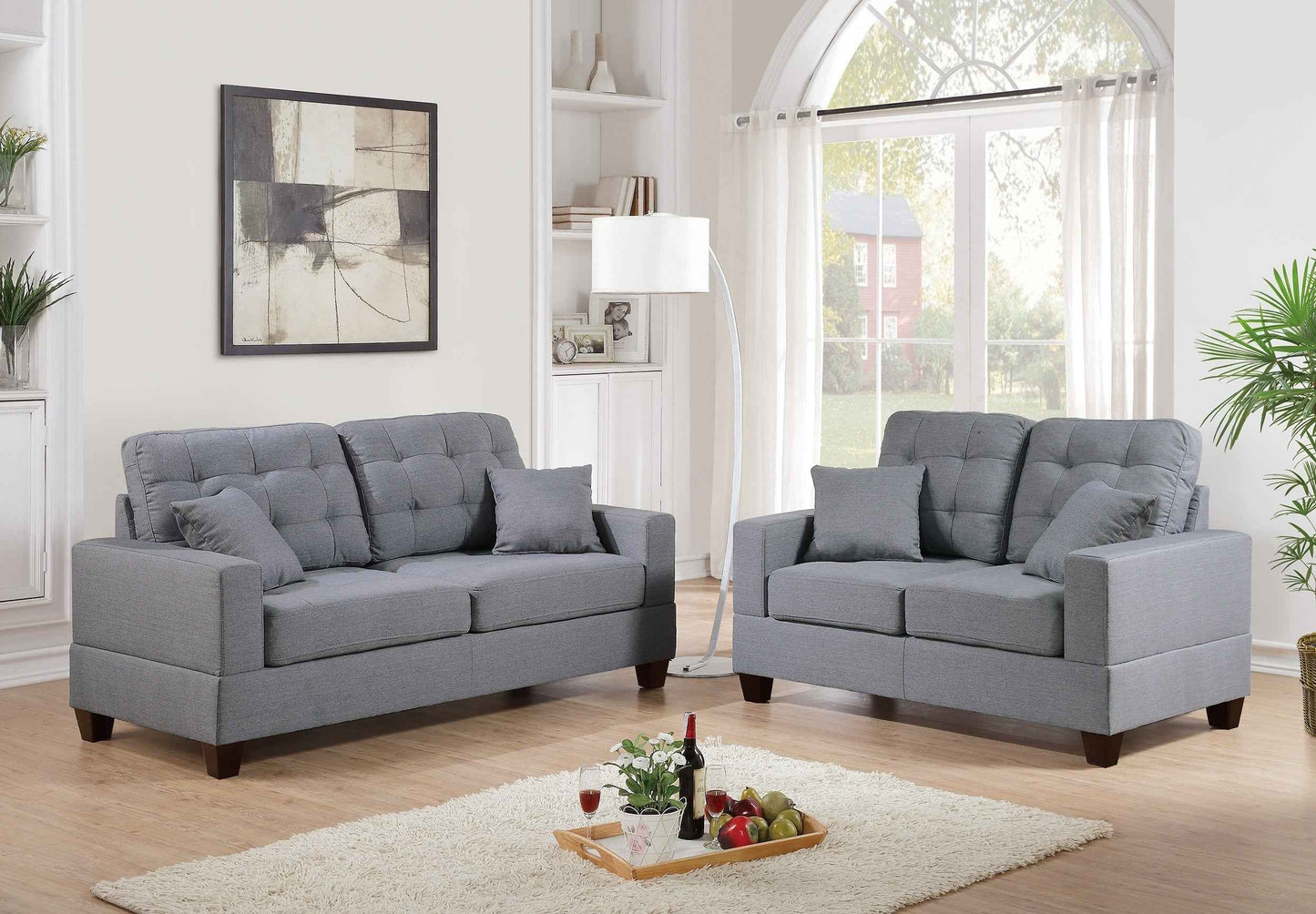 Cataho 2pc Premium Sofa Set | Grey - - sofa