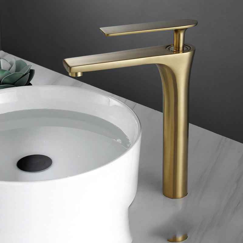 Kumalla Single-Handle Bathroom Faucet - Brushed Gold Tall Profile - black black gold brushed gold chrome silver long low profile short silver single handle tall profile