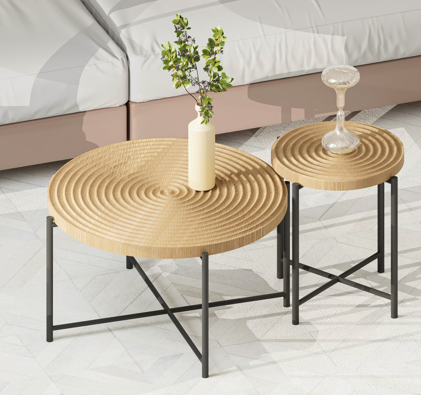 Silapo 2-Piece Table Set | Oak Natural Wood - Default - tables