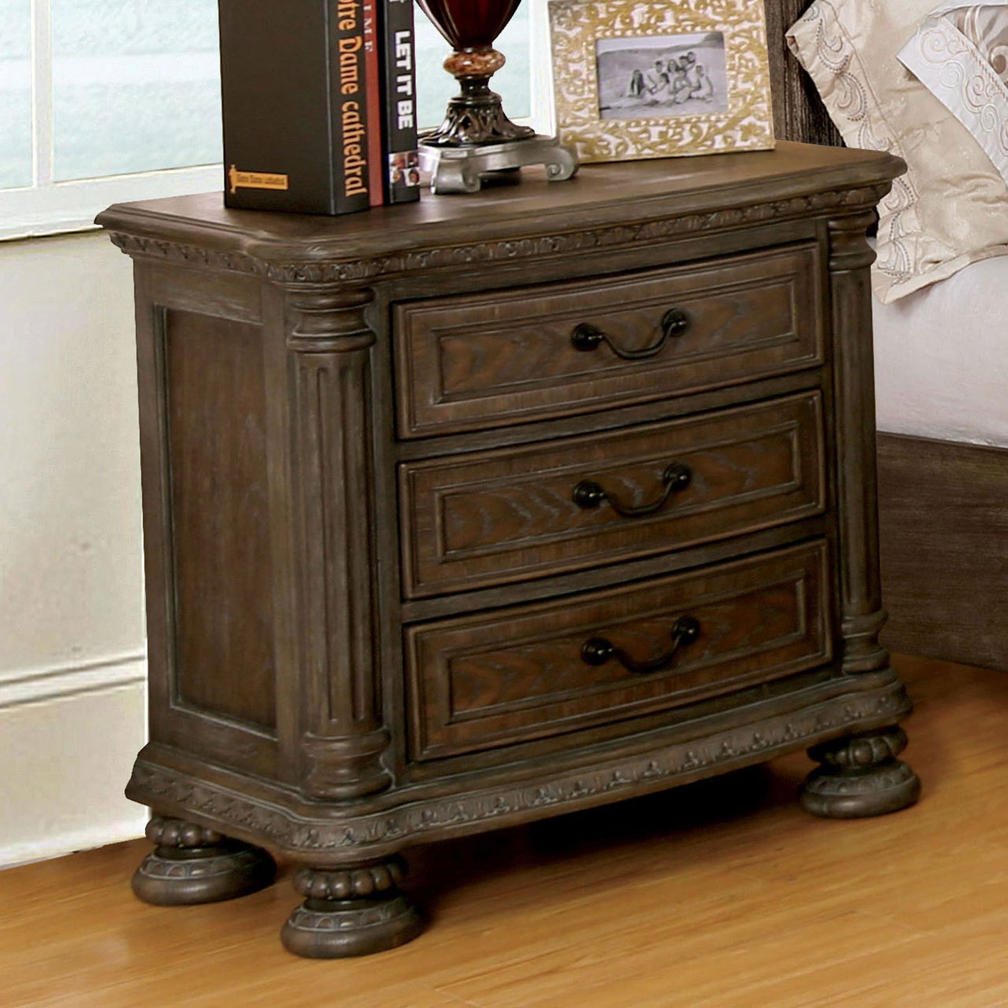 Teweon Traditional Rustic Nightstand | Dark Brown - Default - nightstand