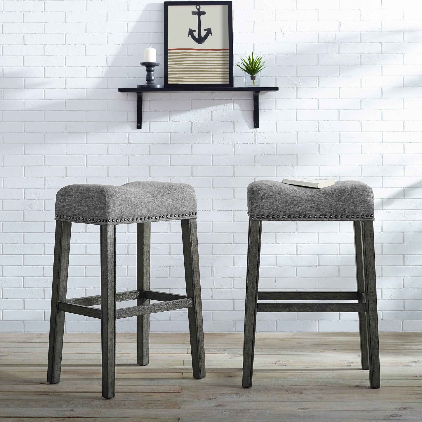 Entillai 29'' Modern Bar Stools | Set of 2 | Gray - Default - bar stools