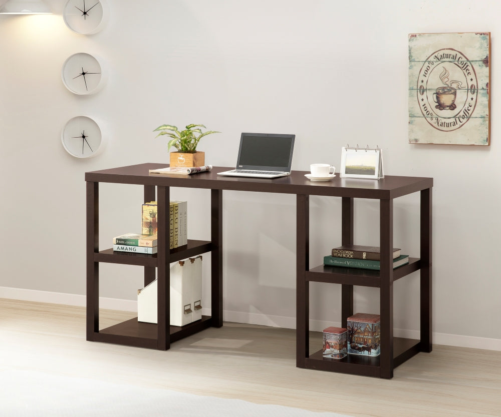 Mizuki Office Desk | Mahogany Brown - - dark brown dark wood desk office