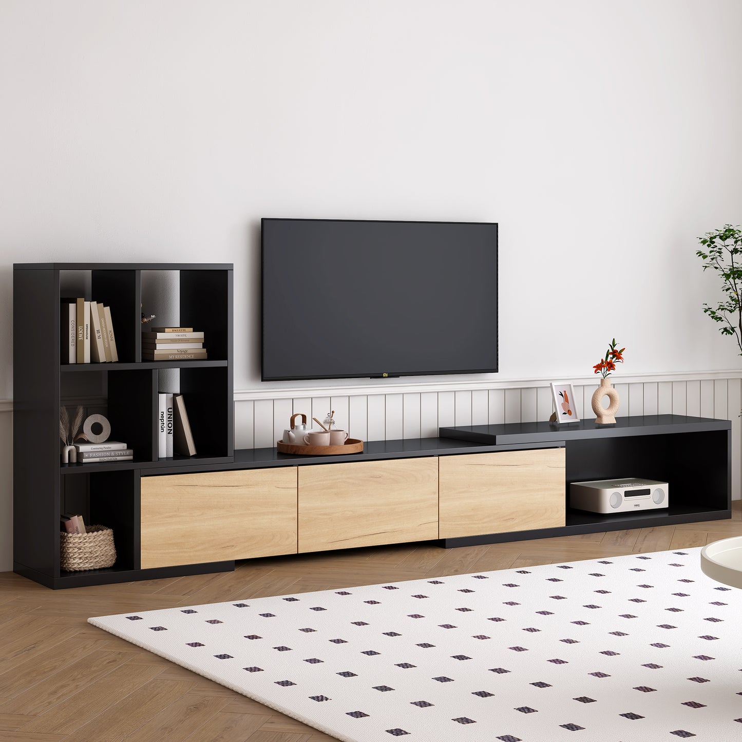 Orsatus Extendable TV Storage Cabinet | Black - Default - tv console