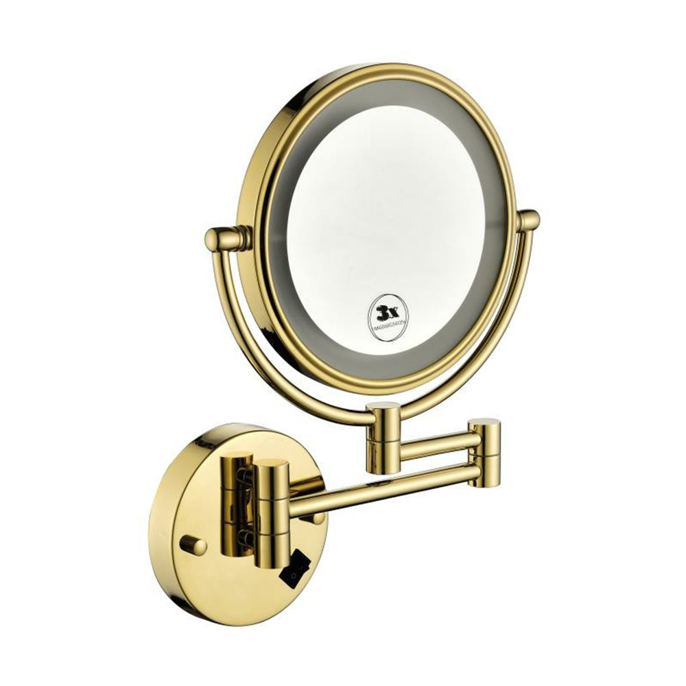 Luin 8'' LED Wall Mount Magnifying Mirror | Two-Sided | Gold - Default - other bathroom accessories