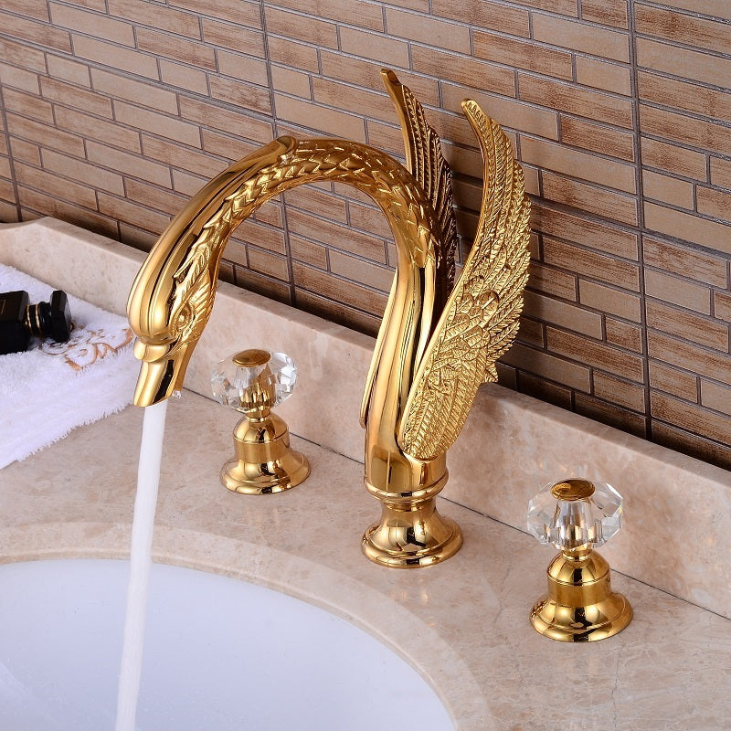Krana Widespread Bathroom Faucet - Style A Handles - gold widespread