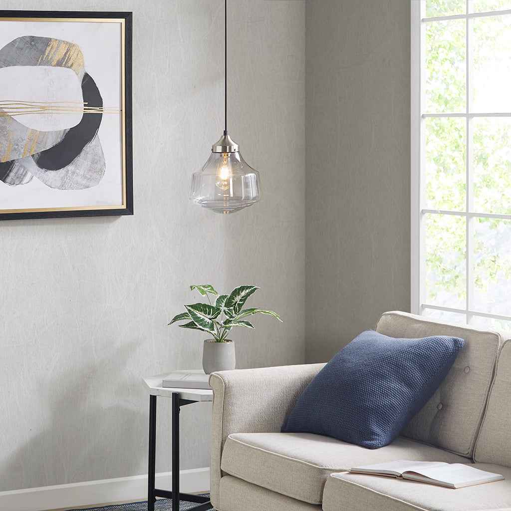 Elman Bell-Shaped Glass Pendant Light | Silver - Default - pendant light