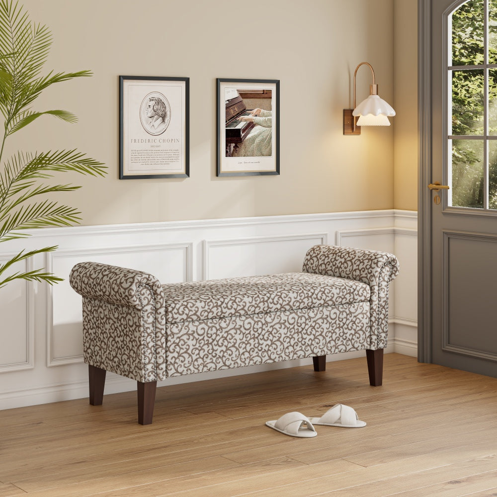 Rhienie Storage Ottoman | Brown Pattern - Default - bench