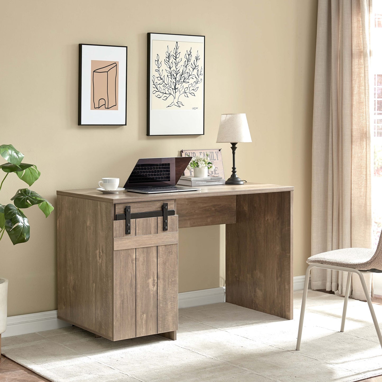 Nostrunde Home Office Desk | Hazelnut - - desk hazelnut light brown office