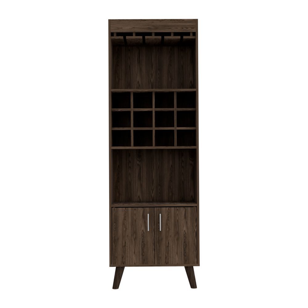 Nirmele 70'' Bar Cabinet | Dark Walnut - - brown cabinet walnut wood