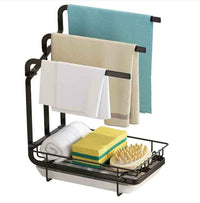 Countertop Sink Draining Rack - KD Rag Holder - black Rack Rail Storage white