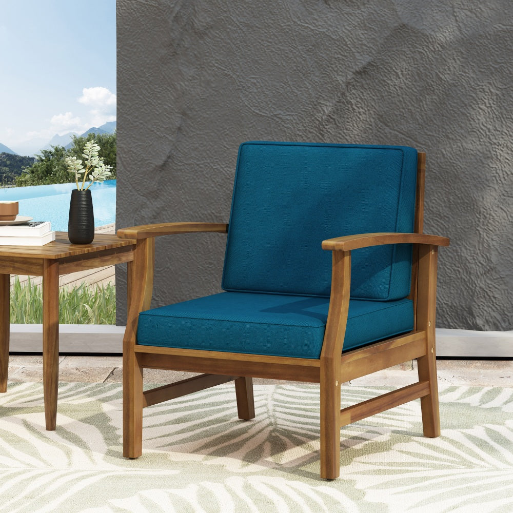 Perla Outdoor Armchair | Brown & Blue - Default - garden furnishing